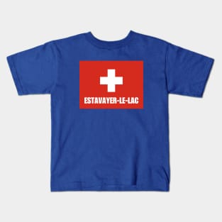 Estavayer-le-Lac City in Swiss Flag Kids T-Shirt